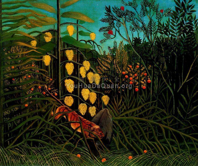 Combat of a Tiger and a Buffalo - 亨利·卢梭